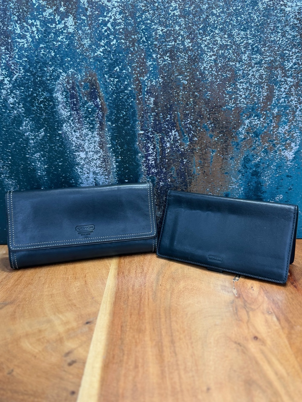 Coach Vintage Y2K Black Glove Leather Trifold Envelope Wallet (EUC)